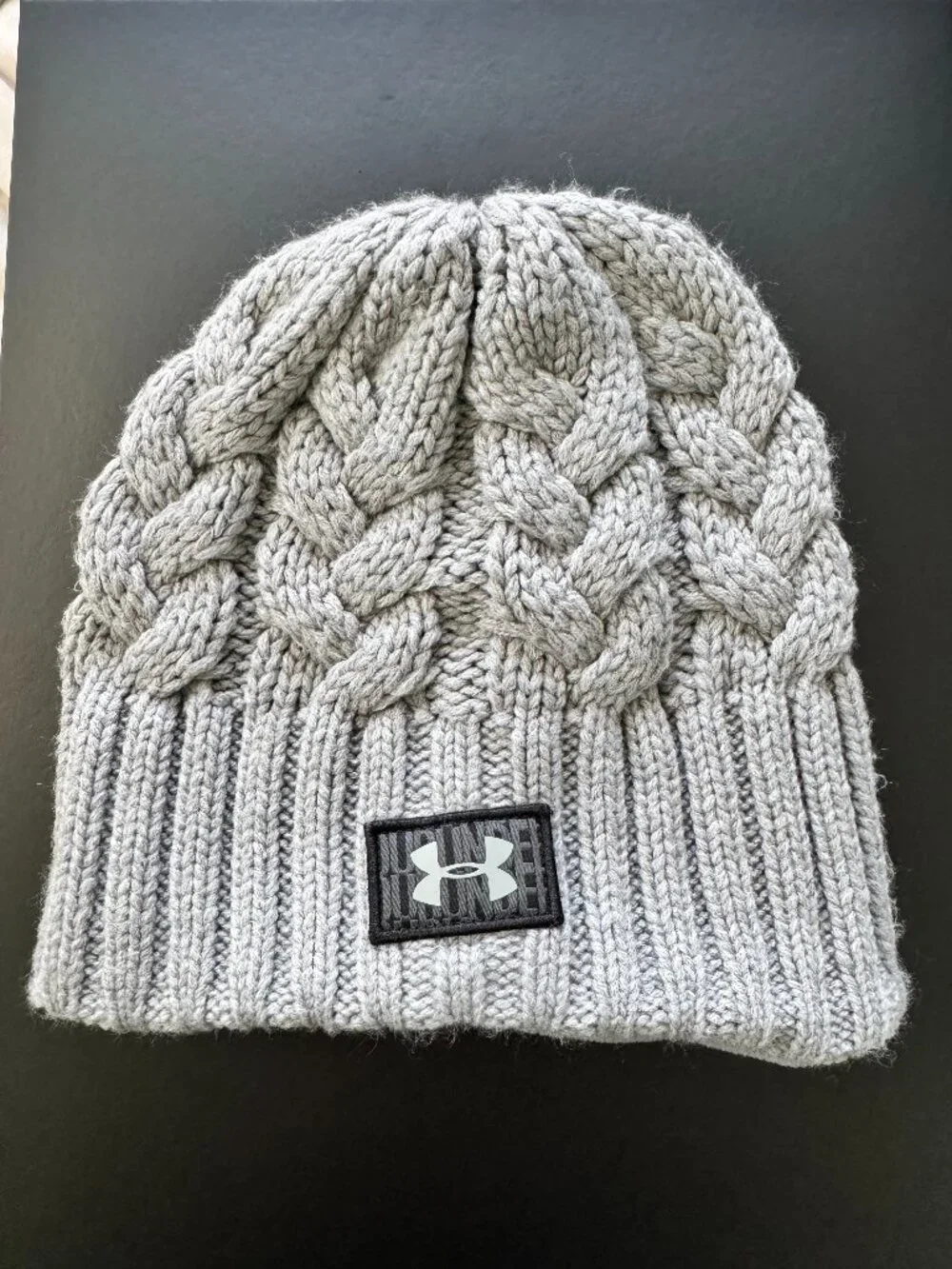 Under Armour Women’s Gray Cable Knit Fleece Lined Beanie OSFA